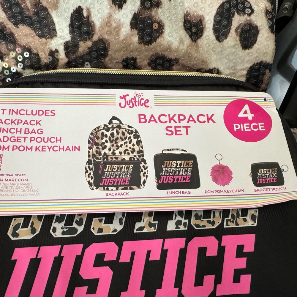 Leopard print 4-Piece backpack set